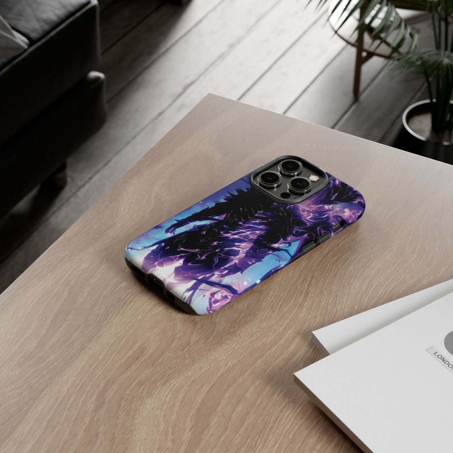 Tough Cases: Dark Fantasy Phone Case with Electric Warrior Design