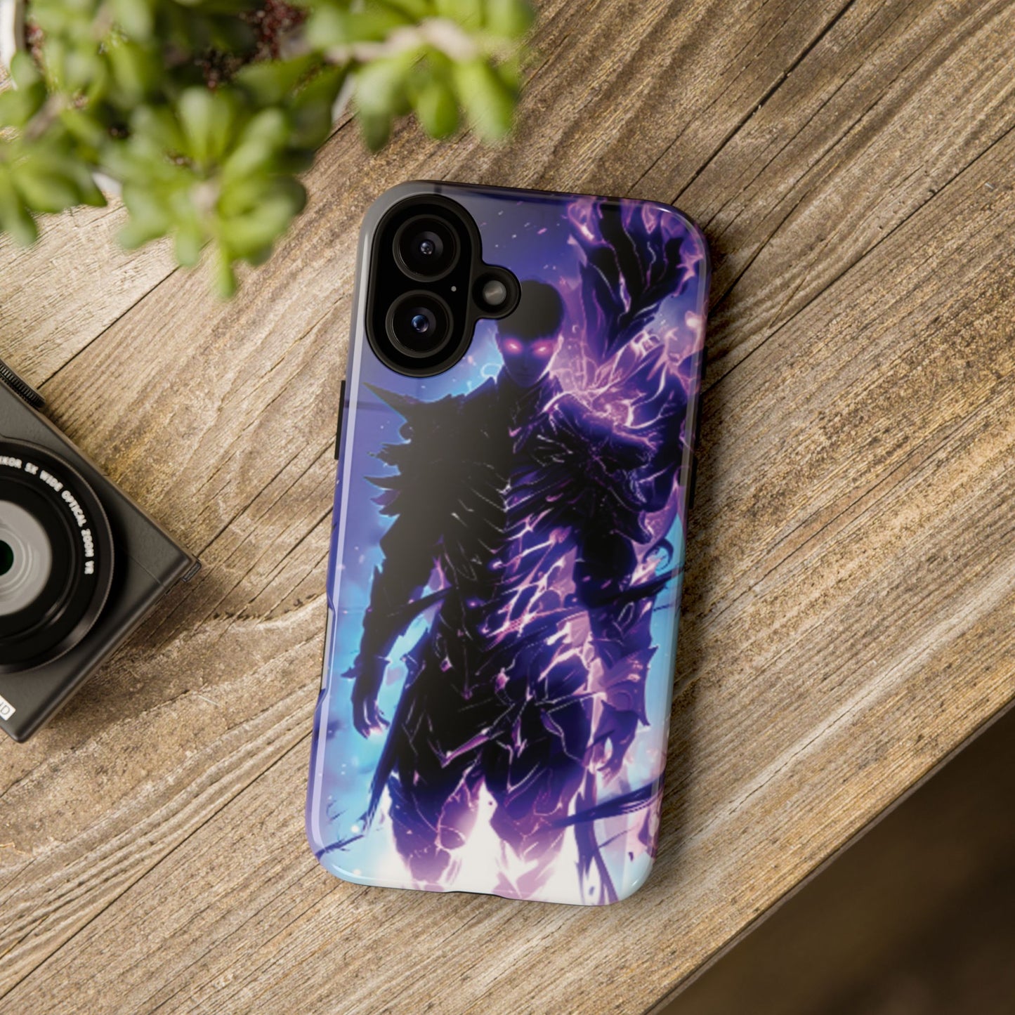 Tough Cases: Dark Fantasy Phone Case with Electric Warrior Design