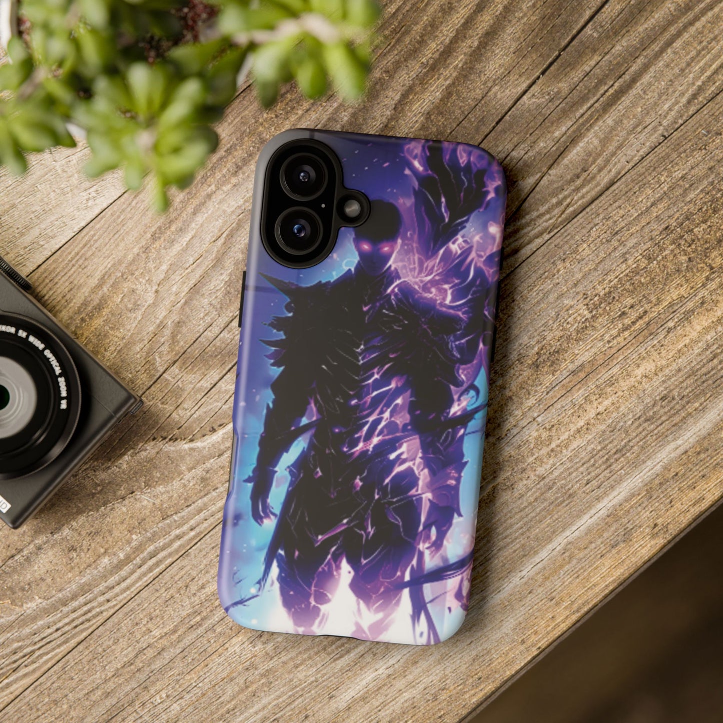 Tough Cases: Dark Fantasy Phone Case with Electric Warrior Design