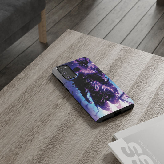 Tough Cases: Dark Fantasy Phone Case with Electric Warrior Design
