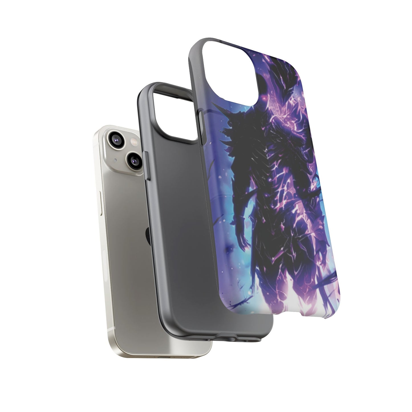 Tough Cases: Dark Fantasy Phone Case with Electric Warrior Design