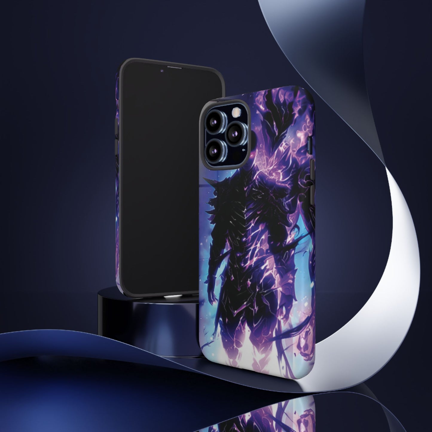 Tough Cases: Dark Fantasy Phone Case with Electric Warrior Design