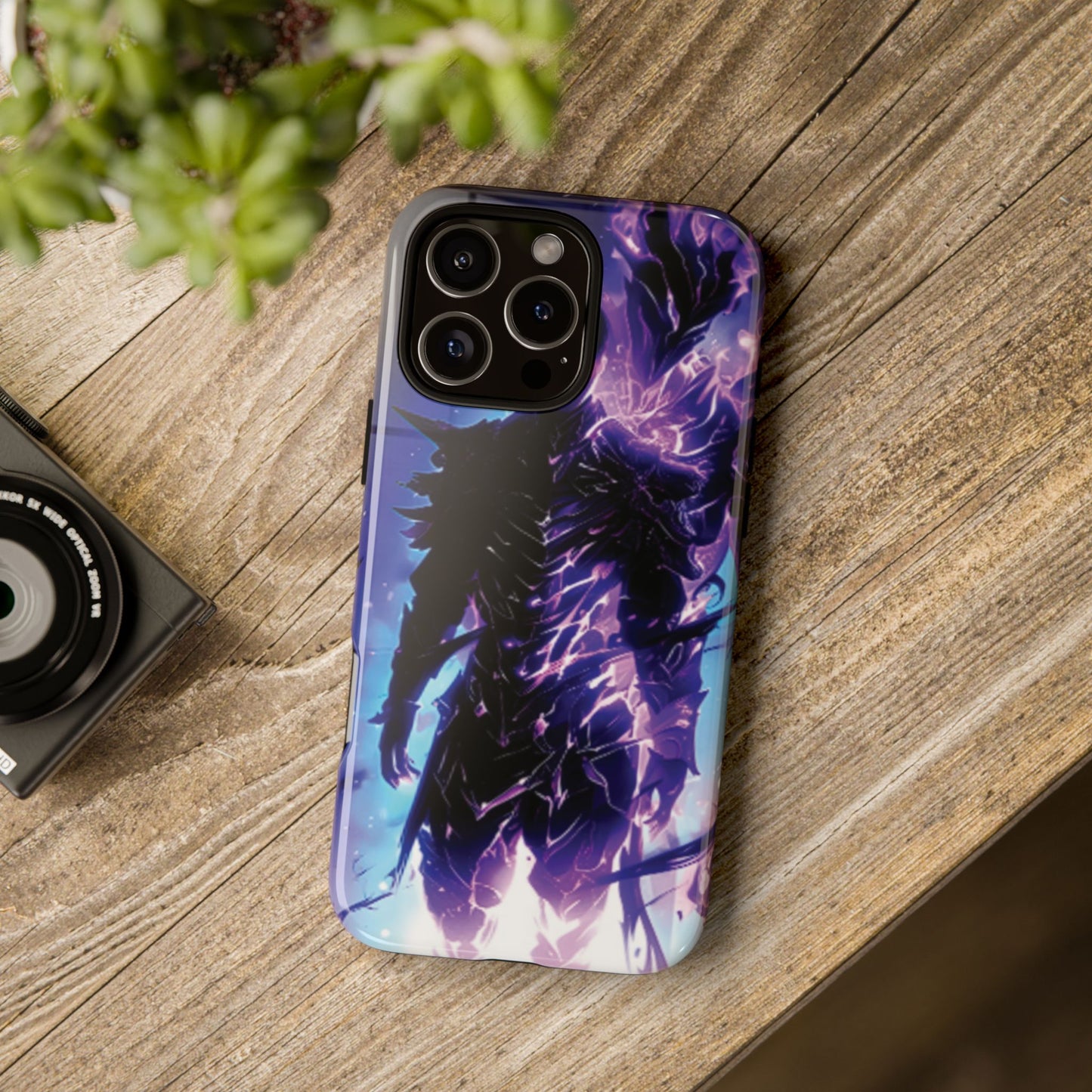Tough Cases: Dark Fantasy Phone Case with Electric Warrior Design