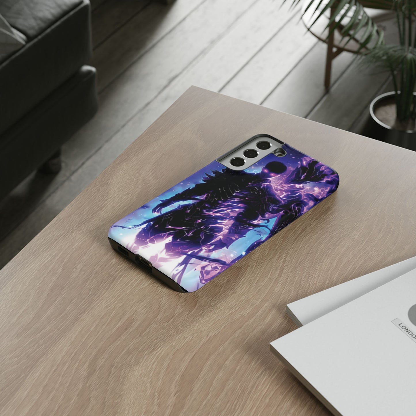 Tough Cases: Dark Fantasy Phone Case with Electric Warrior Design