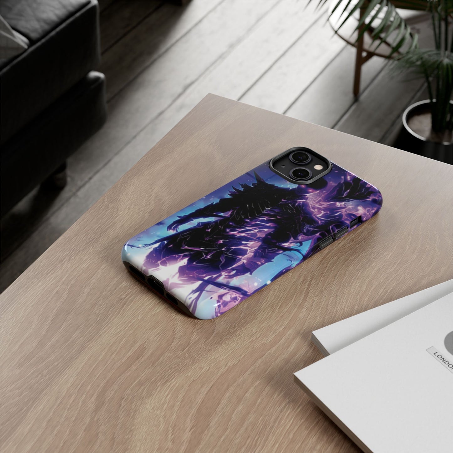 Tough Cases: Dark Fantasy Phone Case with Electric Warrior Design