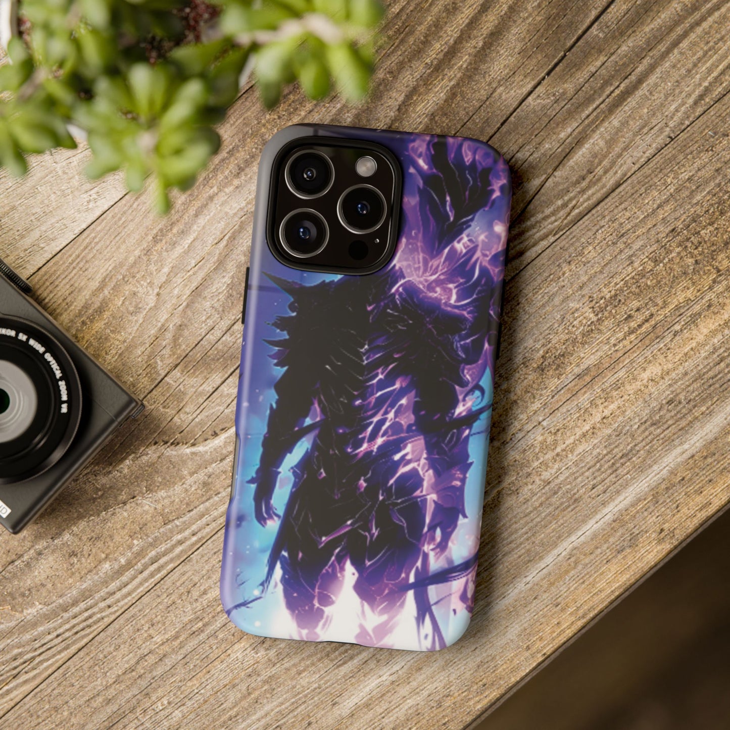 Tough Cases: Dark Fantasy Phone Case with Electric Warrior Design