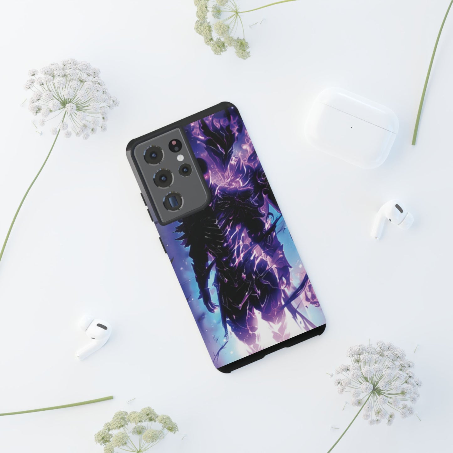 Tough Cases: Dark Fantasy Phone Case with Electric Warrior Design
