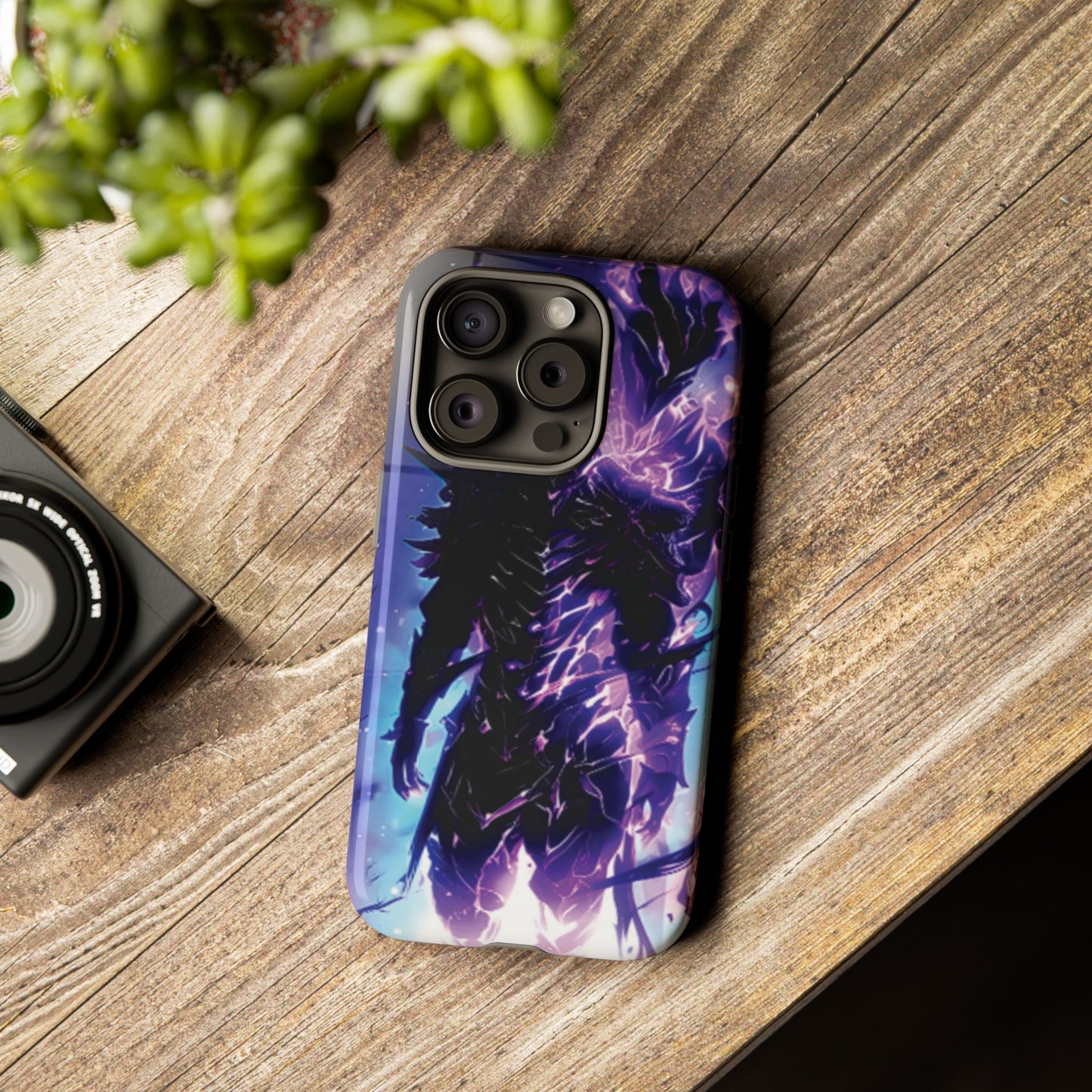 Tough Cases: Dark Fantasy Phone Case with Electric Warrior Design