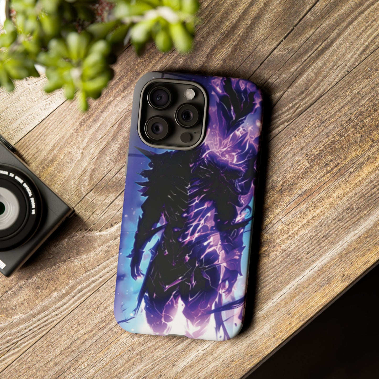 Tough Cases: Dark Fantasy Phone Case with Electric Warrior Design