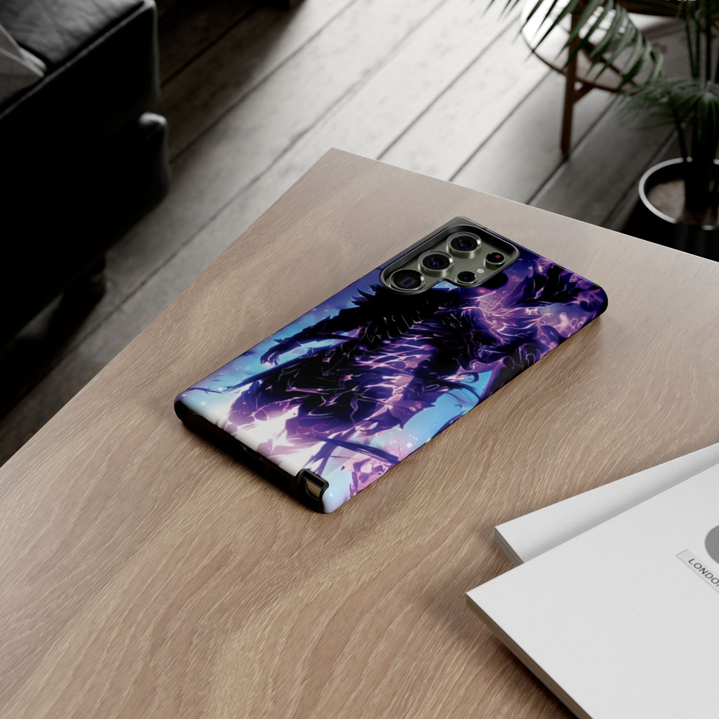Tough Cases: Dark Fantasy Phone Case with Electric Warrior Design