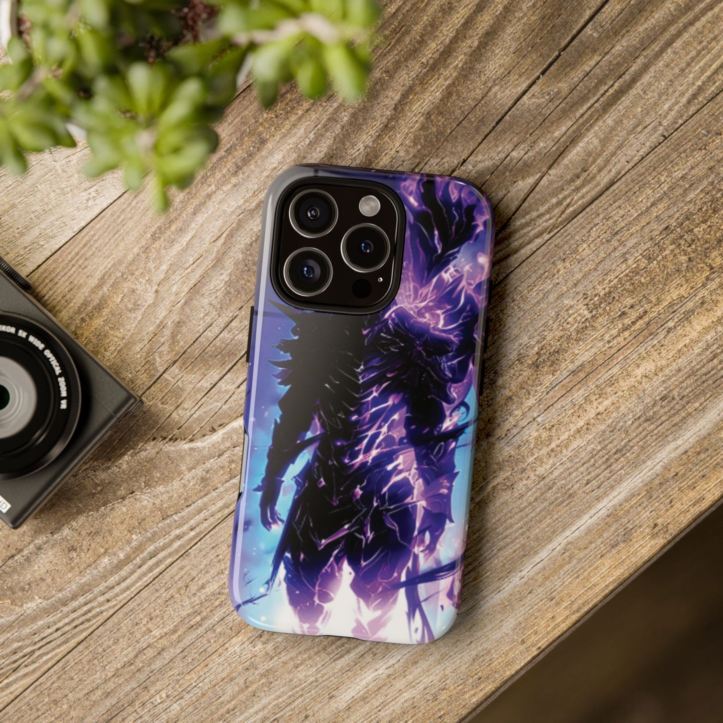 Tough Cases: Dark Fantasy Phone Case with Electric Warrior Design