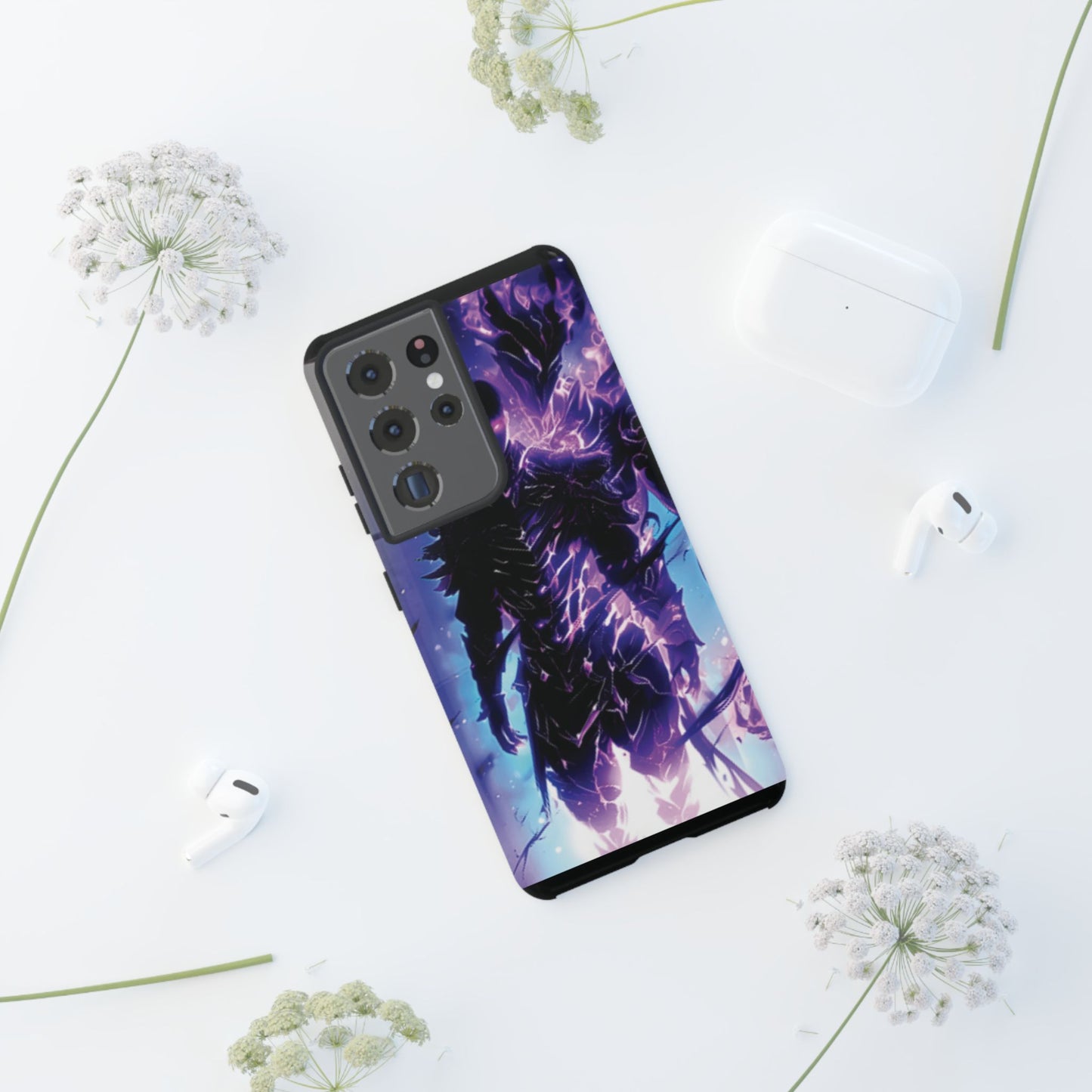 Tough Cases: Dark Fantasy Phone Case with Electric Warrior Design