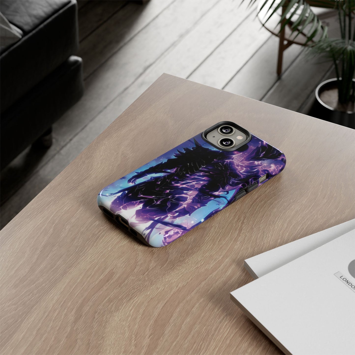 Tough Cases: Dark Fantasy Phone Case with Electric Warrior Design
