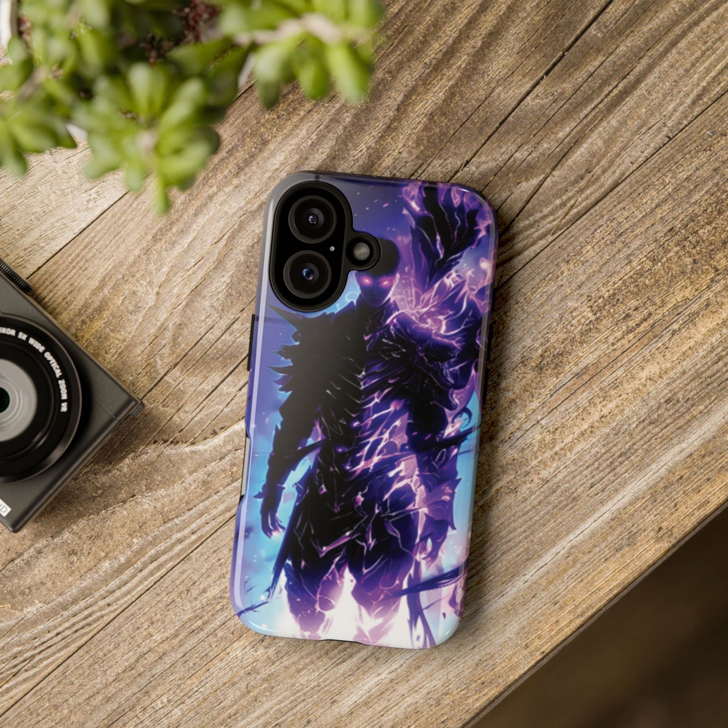 Tough Cases: Dark Fantasy Phone Case with Electric Warrior Design