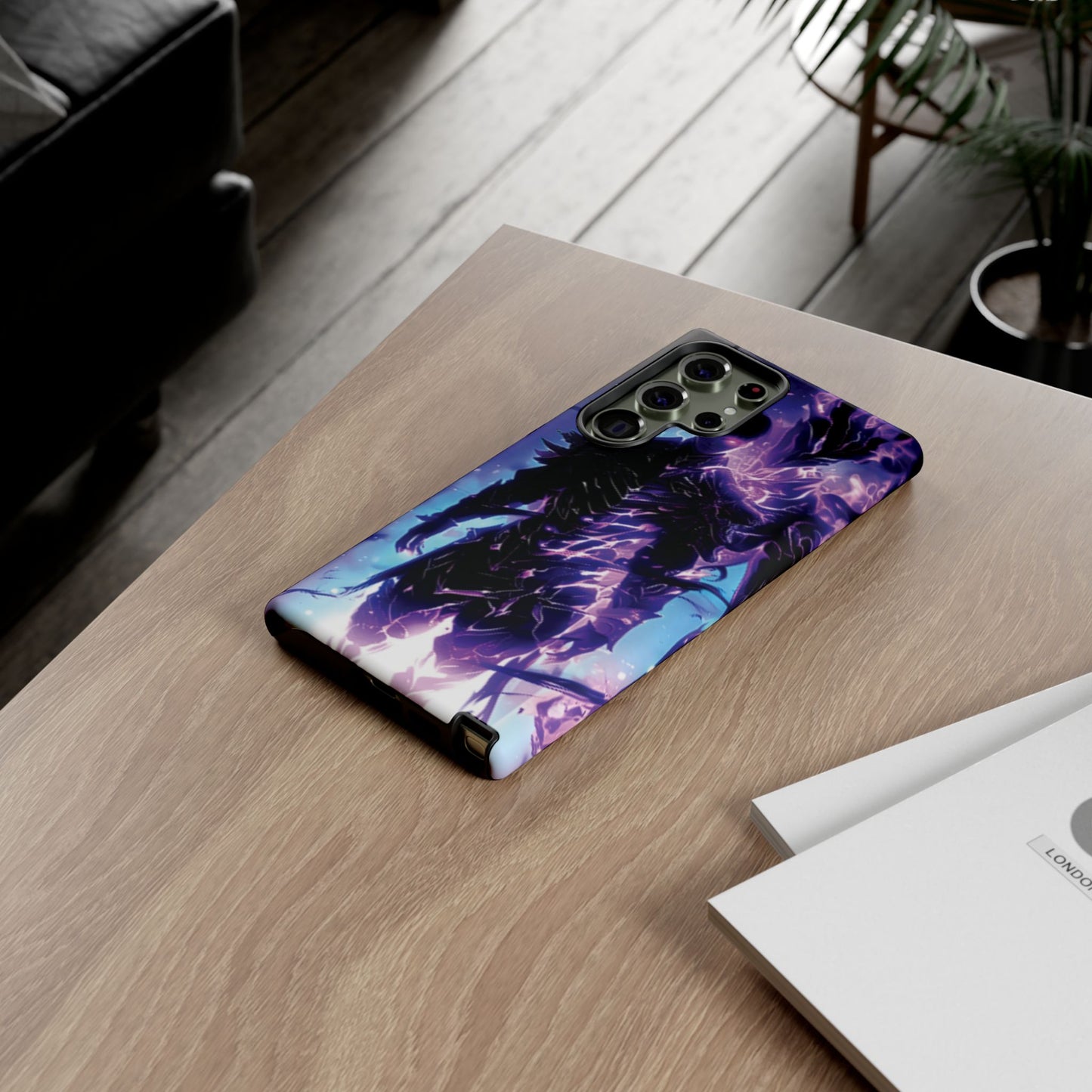 Tough Cases: Dark Fantasy Phone Case with Electric Warrior Design