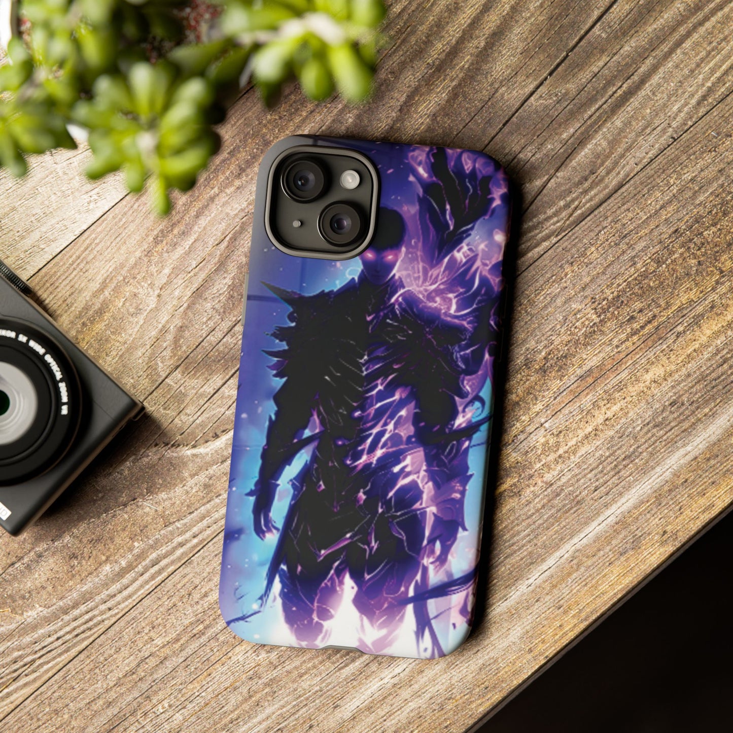 Tough Cases: Dark Fantasy Phone Case with Electric Warrior Design