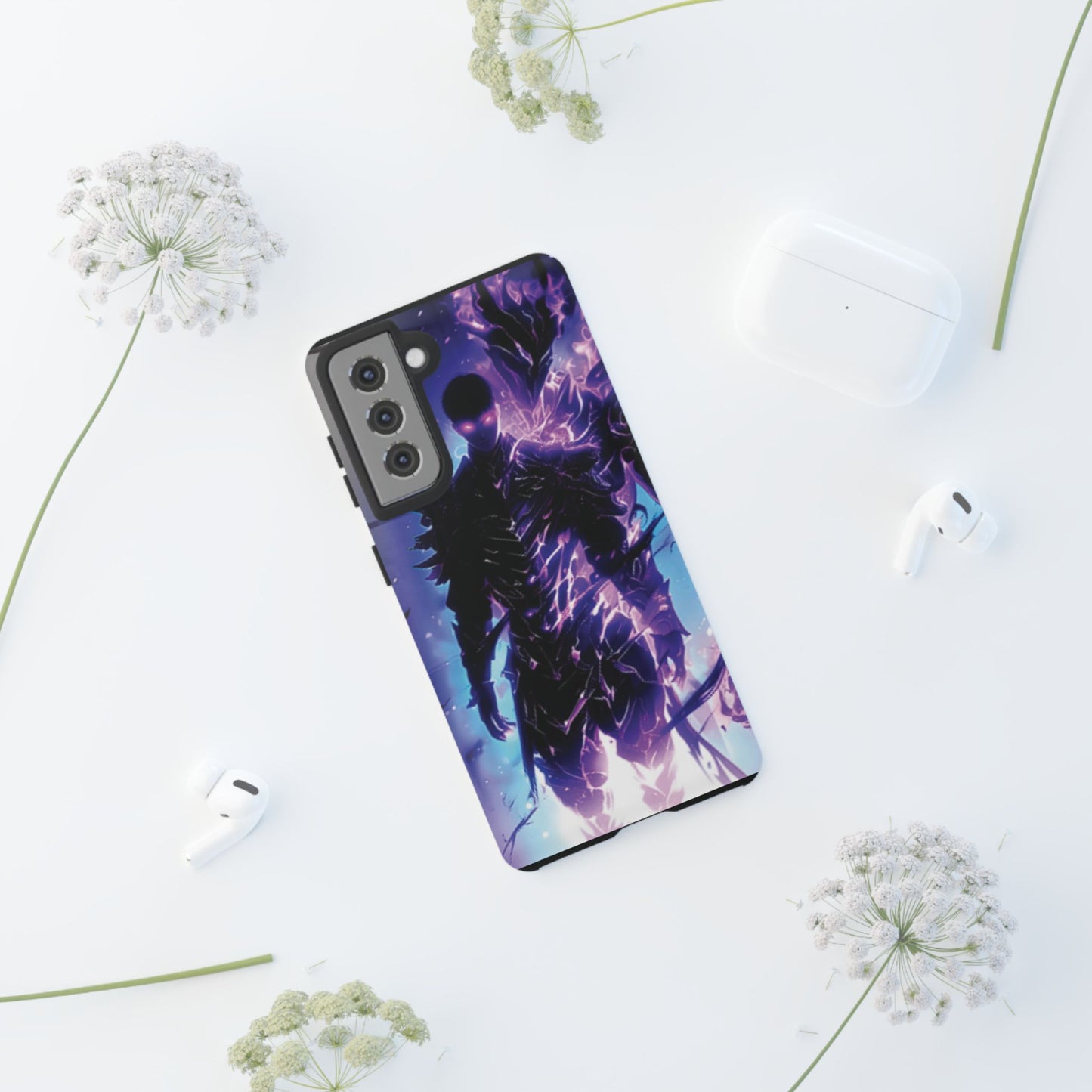 Tough Cases: Dark Fantasy Phone Case with Electric Warrior Design