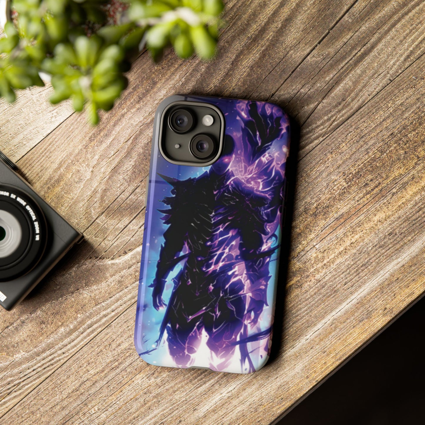 Tough Cases: Dark Fantasy Phone Case with Electric Warrior Design
