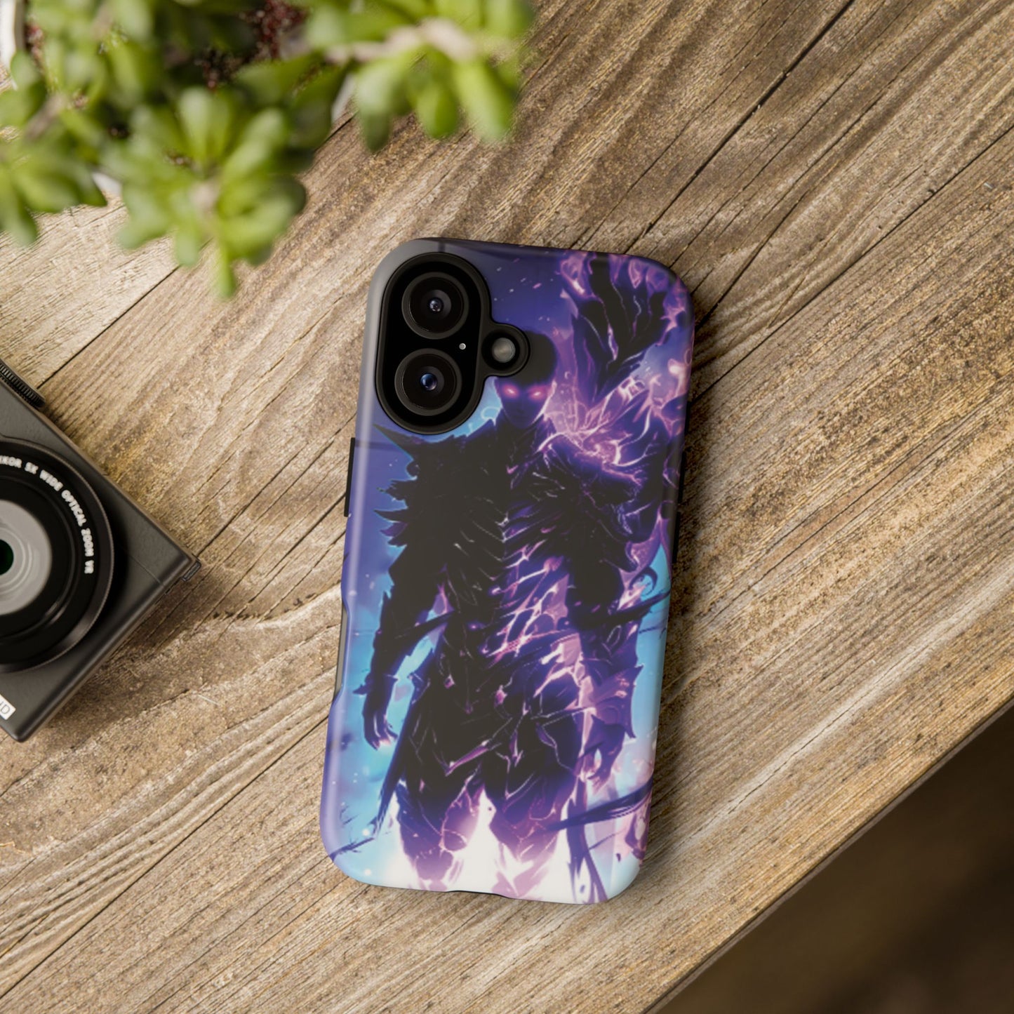 Tough Cases: Dark Fantasy Phone Case with Electric Warrior Design