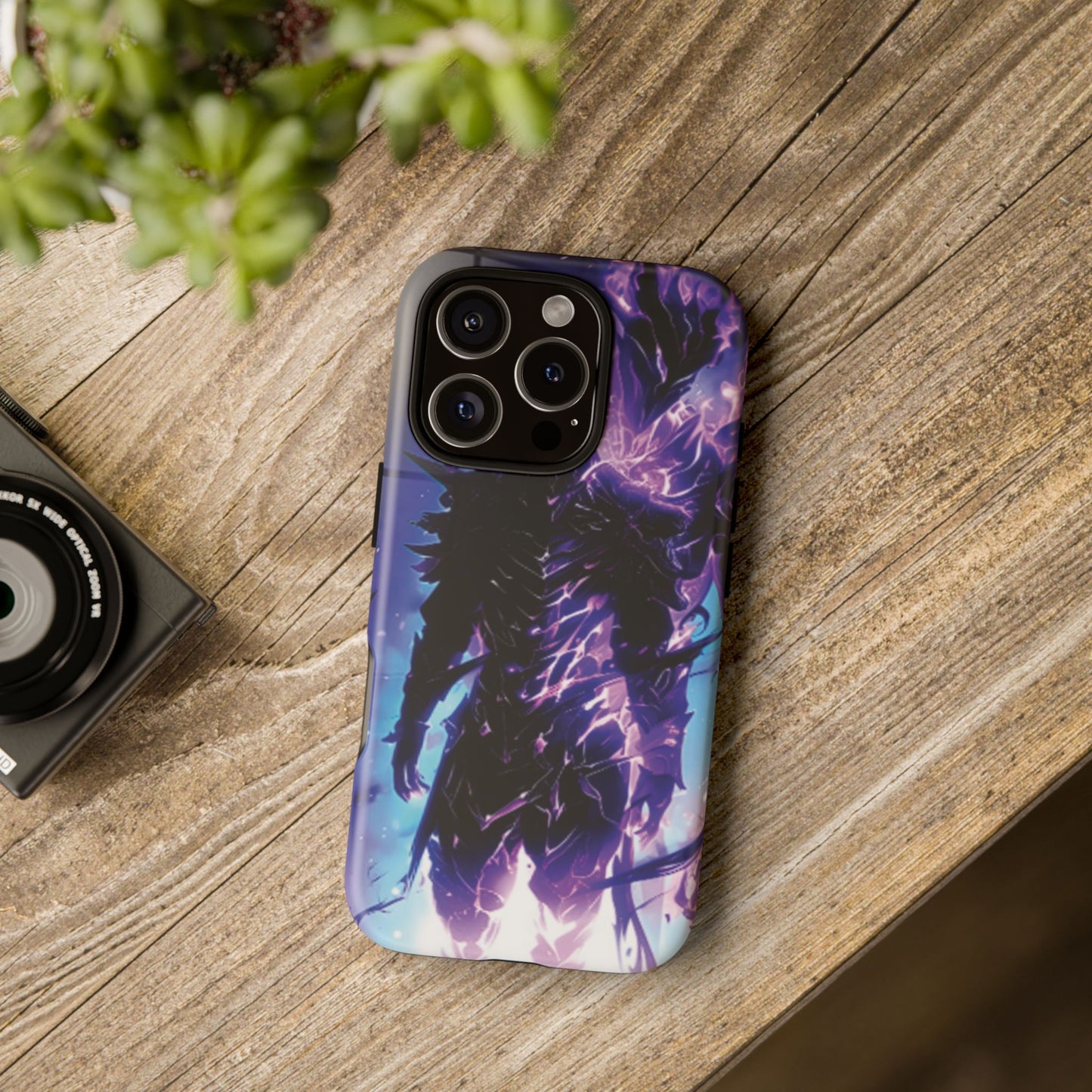Tough Cases: Dark Fantasy Phone Case with Electric Warrior Design