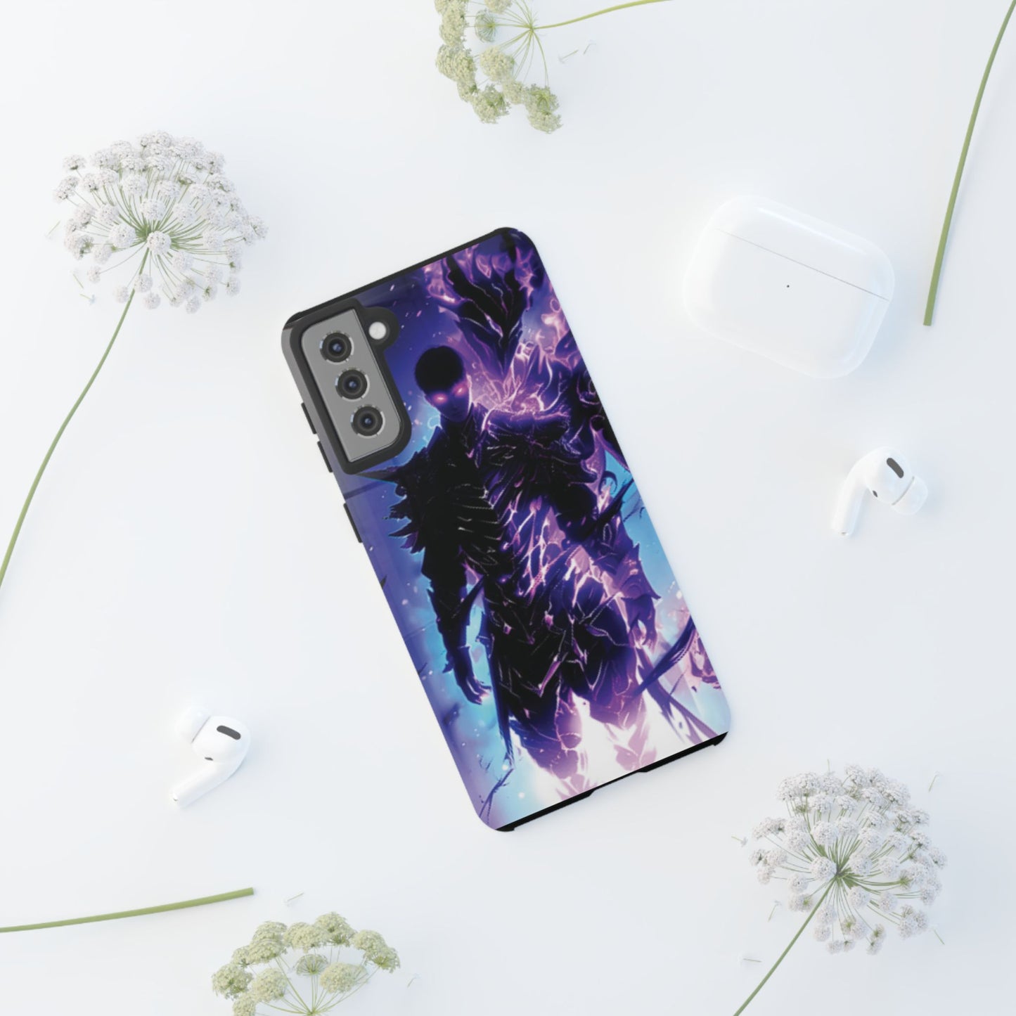 Tough Cases: Dark Fantasy Phone Case with Electric Warrior Design