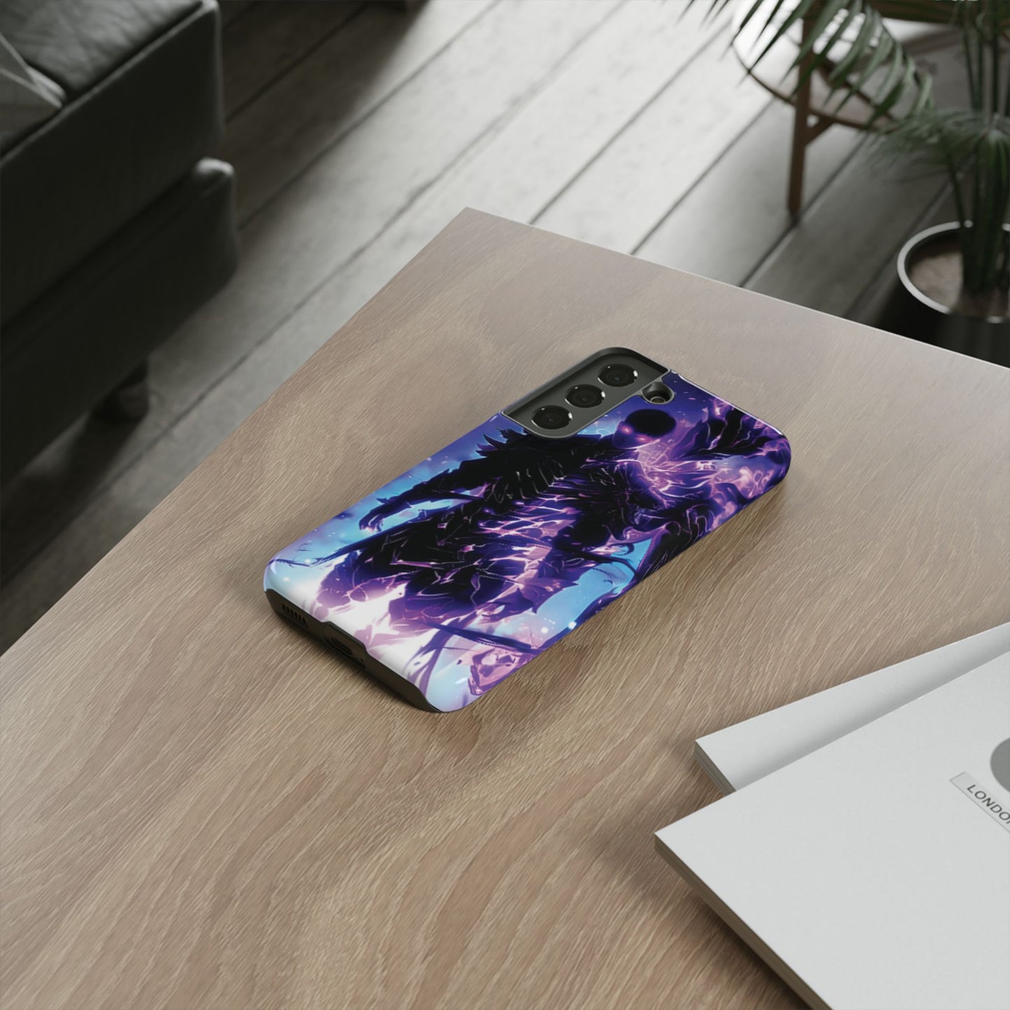 Tough Cases: Dark Fantasy Phone Case with Electric Warrior Design