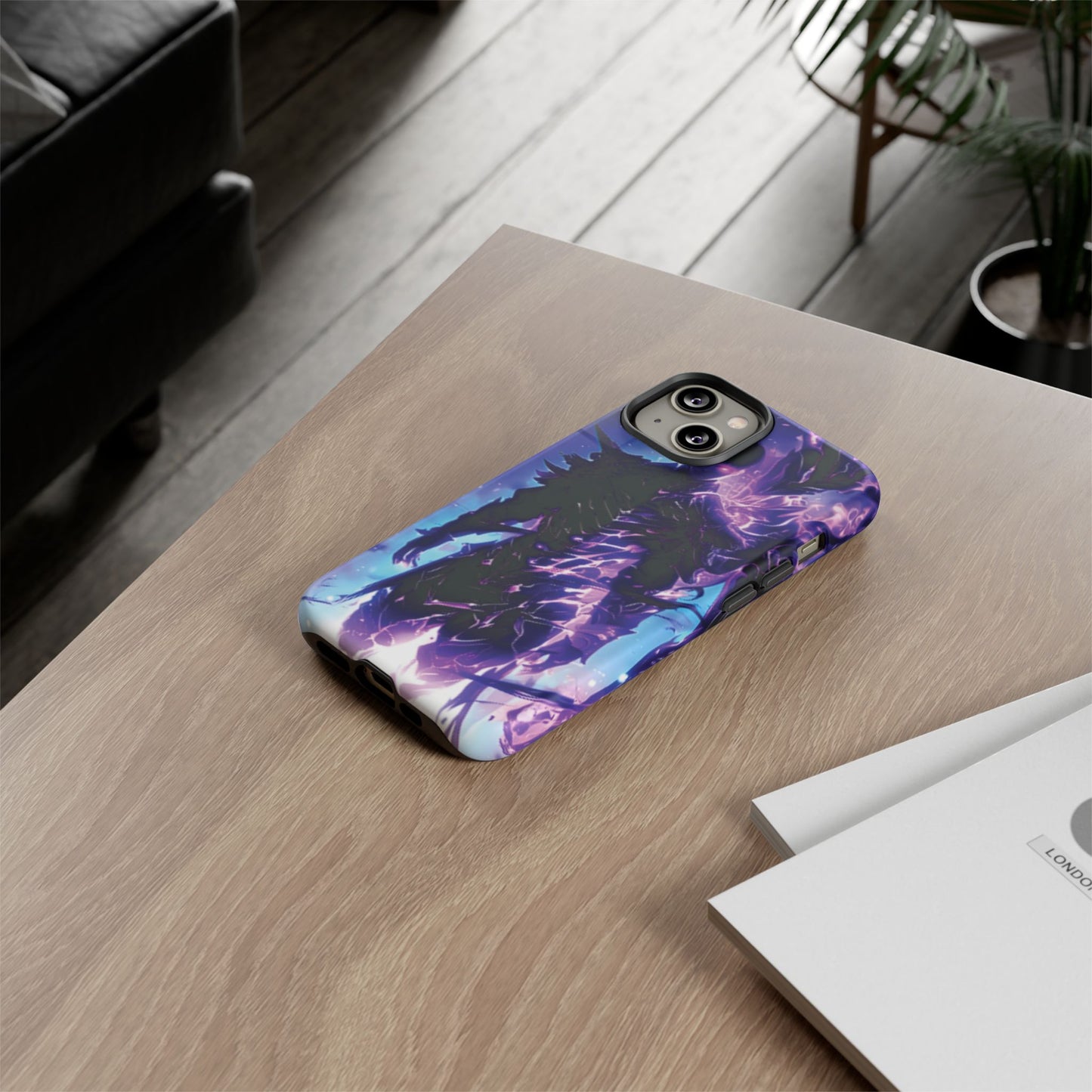 Tough Cases: Dark Fantasy Phone Case with Electric Warrior Design