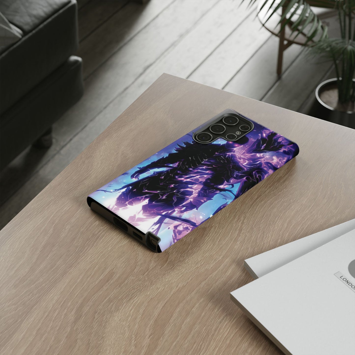 Tough Cases: Dark Fantasy Phone Case with Electric Warrior Design