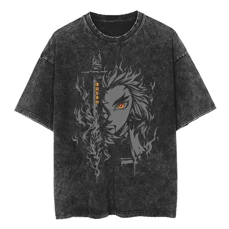 Anime Demon Slayer Rengoku Kyoujurou Printed T Shirt